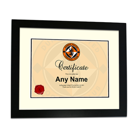 Dundee Utd Personalised Framed Print Certificate