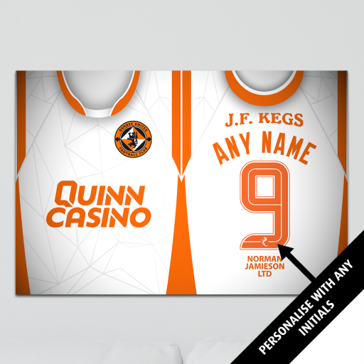 Dundee Utd Personalised Aluminium Wall Art - Away Shirt 2024-25 A3 A4