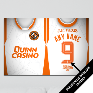 Dundee Utd Personalised Aluminium Wall Art - Away Shirt 2024-25 A3 A4