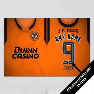 Dundee Utd Personalised Aluminium Wall Art - Home Shirt 2024-25 A3 A4