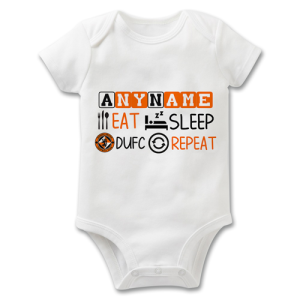 Dundee Utd Personalised Baby Grow- Eat Sleep Repeat