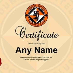 Dundee Utd Personalised Framed Print Certificate